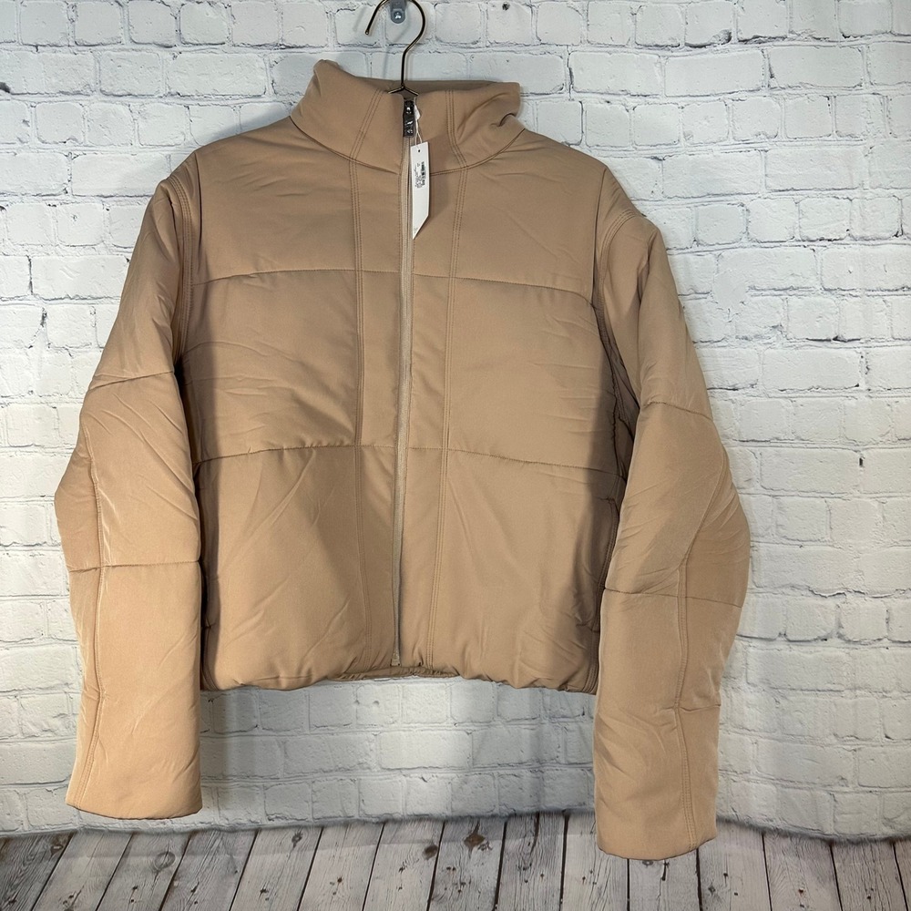 NEW TravisMathew Mont Blanc Puffer Jacket Womens XL Natural Tan Full Zip 1LB007